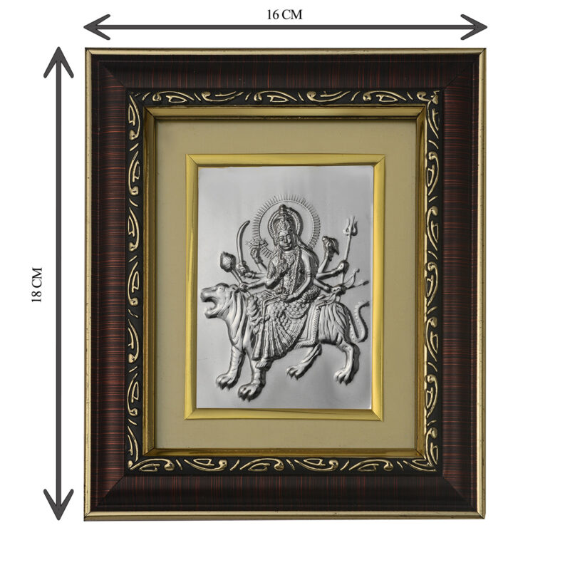 Durga Mata Photo Frames | Durga Mata Silver Plated Frame for Home Temple | God's & Goddesses Photoframes | Spiritual & Religious Frame