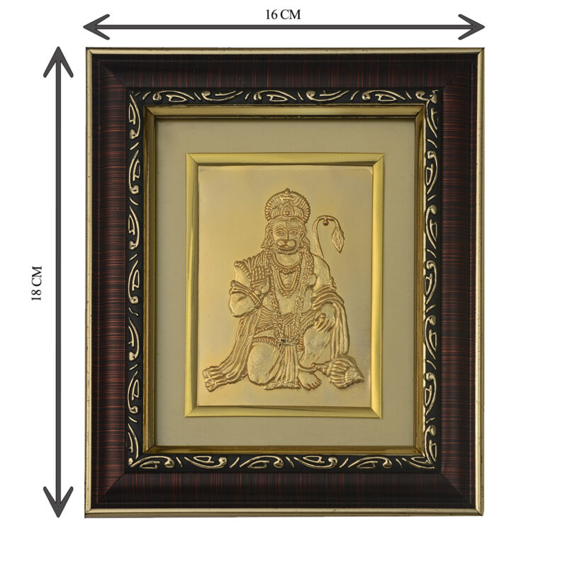 Hanuman Ji Photo Frames | Hanuman Ji Gold Plated Frame for Home Temple | God's & Goddesses Photoframes | Spiritual & Religious Frame