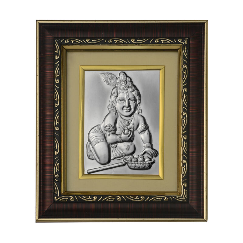 Ladoo Gopal Ji Photo Frames | Ladoo Gopal Ji Silver Plated Frame for Home Temple | God's & Goddesses Photoframes | Spiritual & Religious Frame