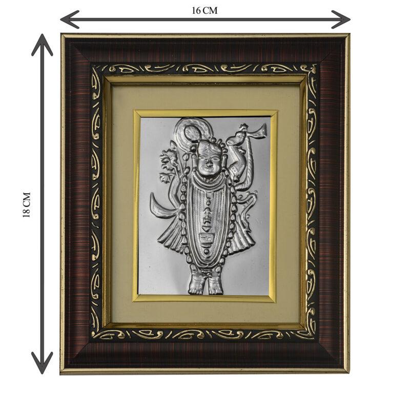 Shri Nath ji Photo Frames | Shri Nath ji Silver Plated Frame for Home Temple | God's & Goddesses Photoframes | Spiritual & Religious Frame