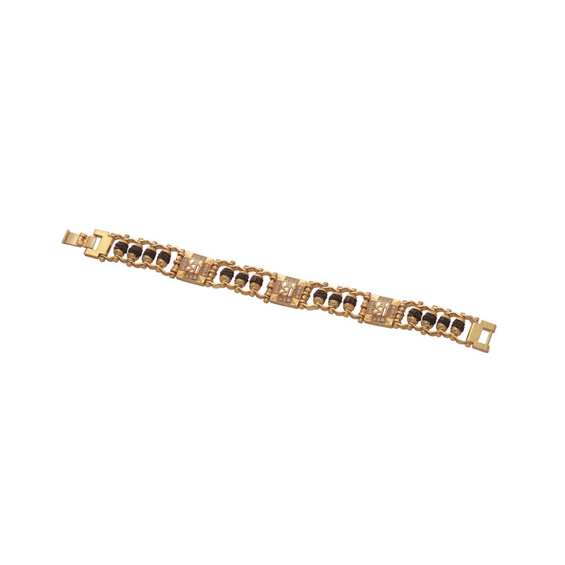 Gold Plated 5MM Rudraksha Bracelet, Shree & Rudraksha Bracelet