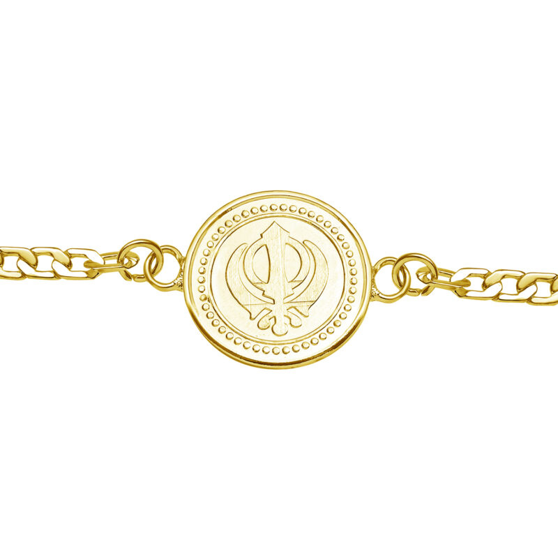 Nishant Saheb Sikh Khanda Saheb Gold Plated Bracelet for Men, Women, Boys and Girls