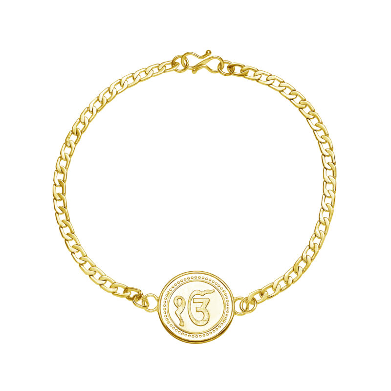 Pray Everyday Ek Omkar Gold Plated Bracelet for Men, Women, Boys and Girls