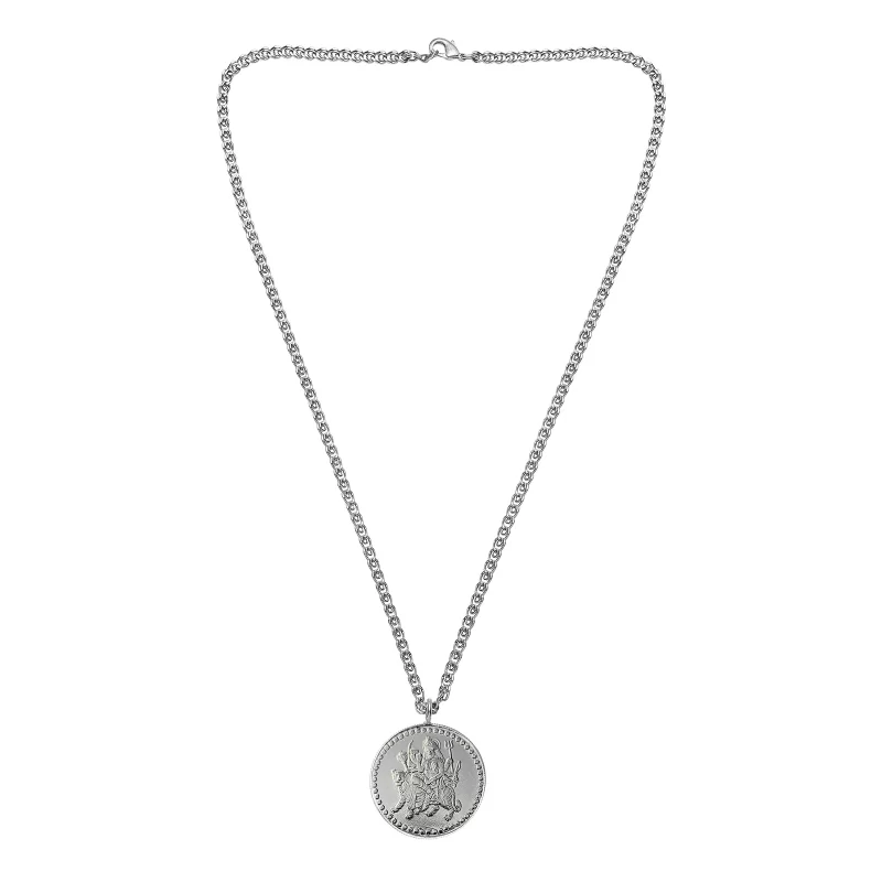 Pray Everyday Durga Mata Pendant, Pre-energize Silver Pendant for Ladies and Children
