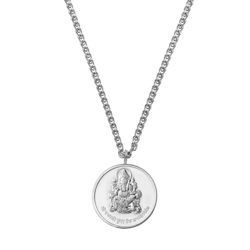 Pray Everyday Ganesh Ji Pendant, Pre-energize Silver Pendant for ladies and children