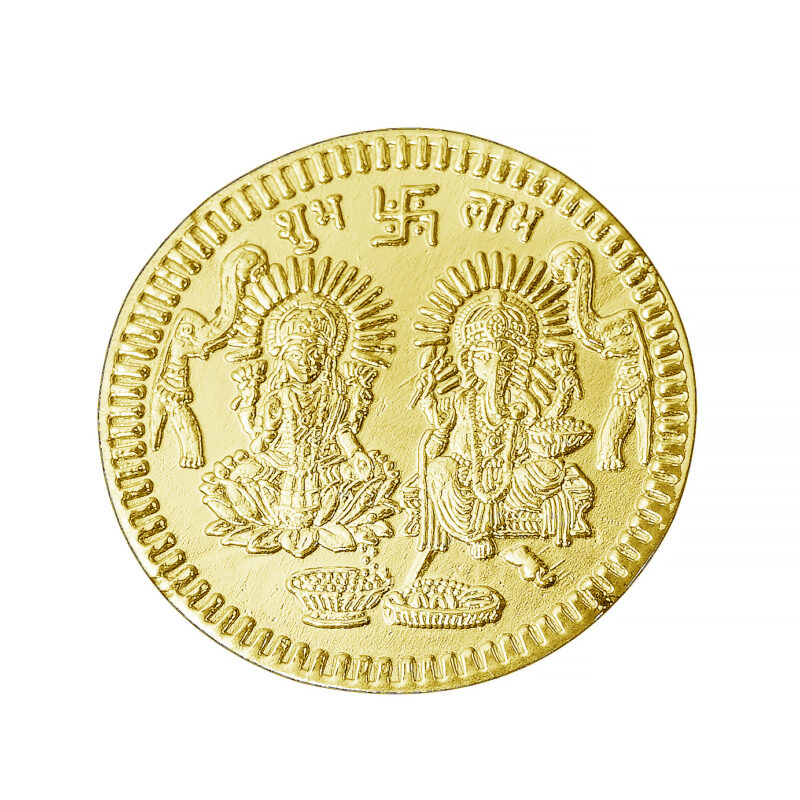 Laxmi Ji Ganesh Ji Gold Plated Sri Suktam Coin (Pack of 2)
