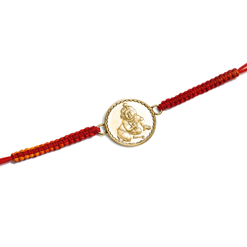 "Ladoo Gopal Rakhi" (3 - Gold Plated & Engraved "Raksha Sutra")