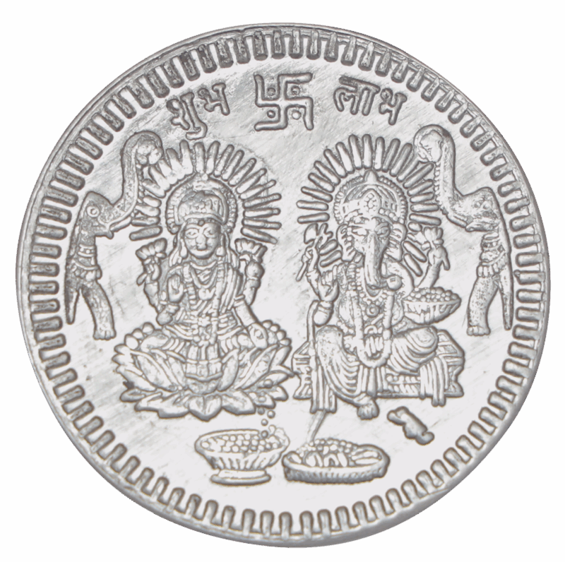 Laxmi-Ganesh (92.5%) Sterling Silver Coin for Home Pooja/Diwali Pooja/Gift