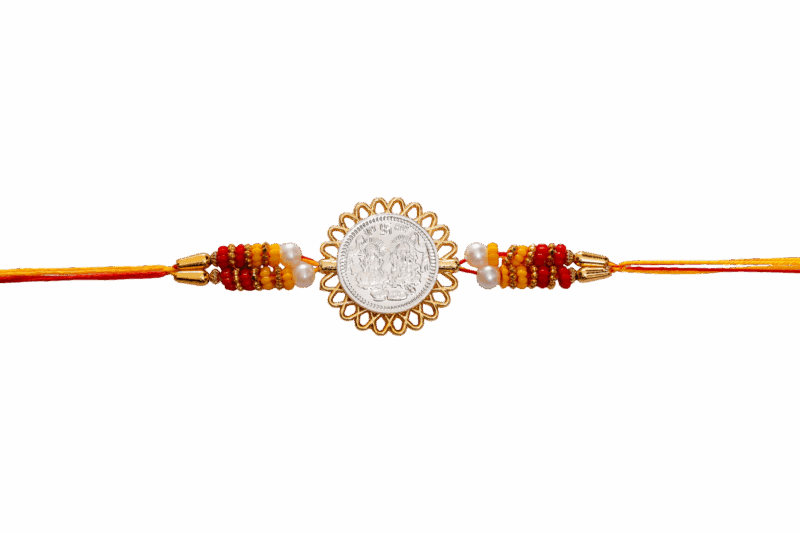 Ganesh Ji Laxmi Ji (Silver Plated) Religious Rakhi