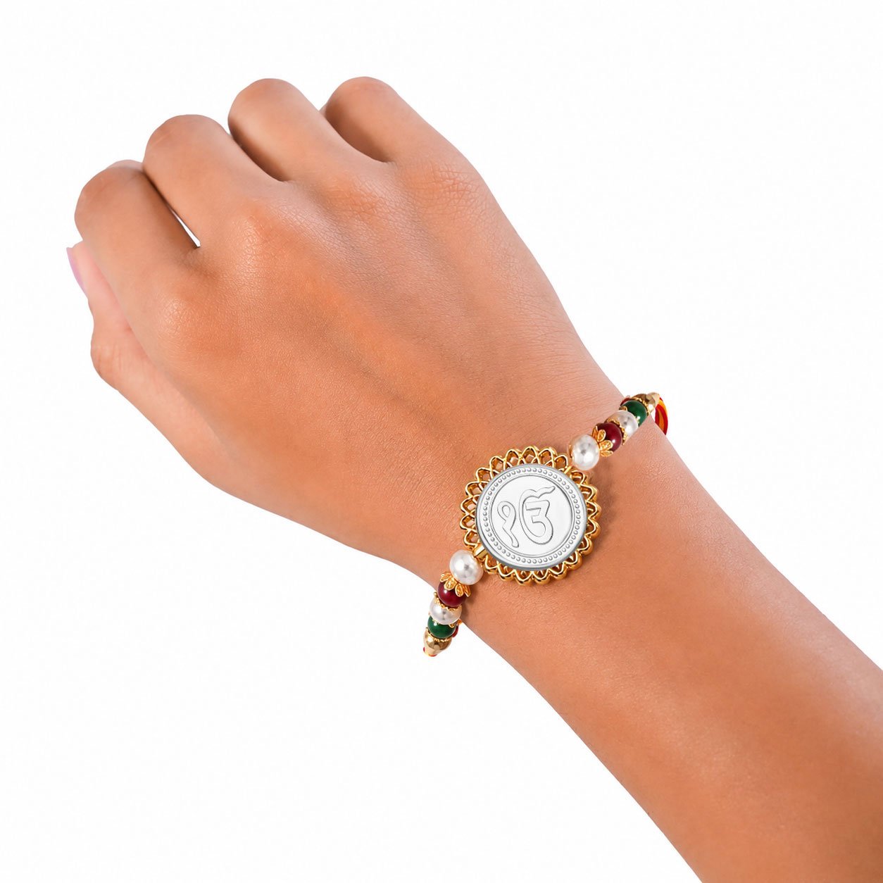 "Ek Onkar" Sikh Symbol (Silver Plated) Religious Rakhi