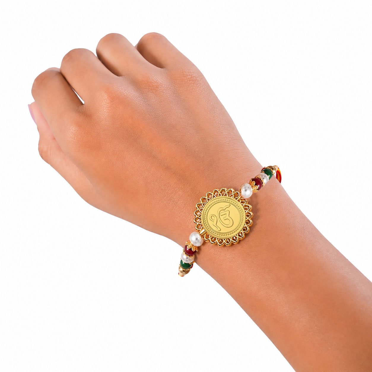 "Ek Onkar' Sikh Symbol (Golden Plated) Religious Rakhi