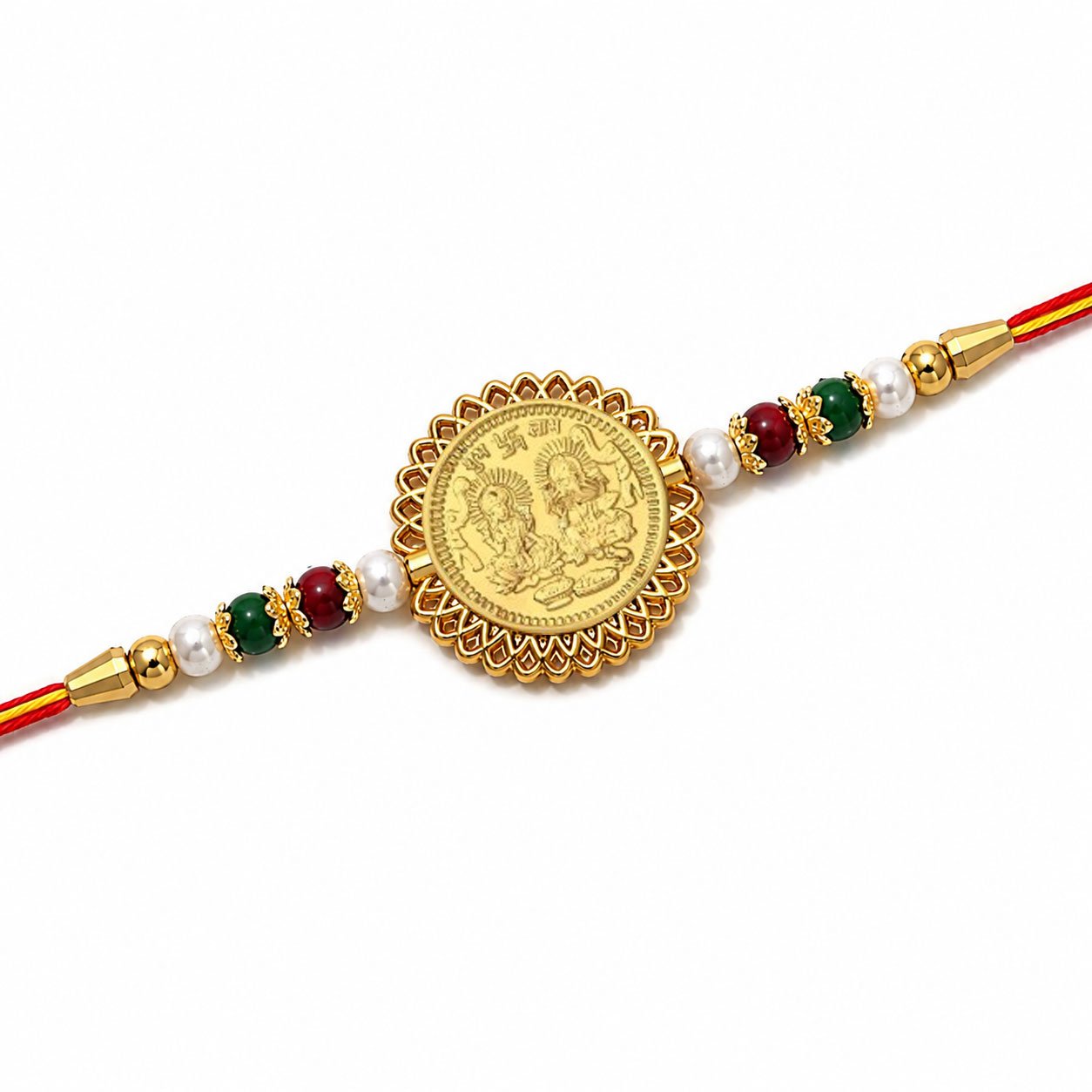 Ganesh Ji Laxmi Ji (Golden Plated) Religious Rakhi