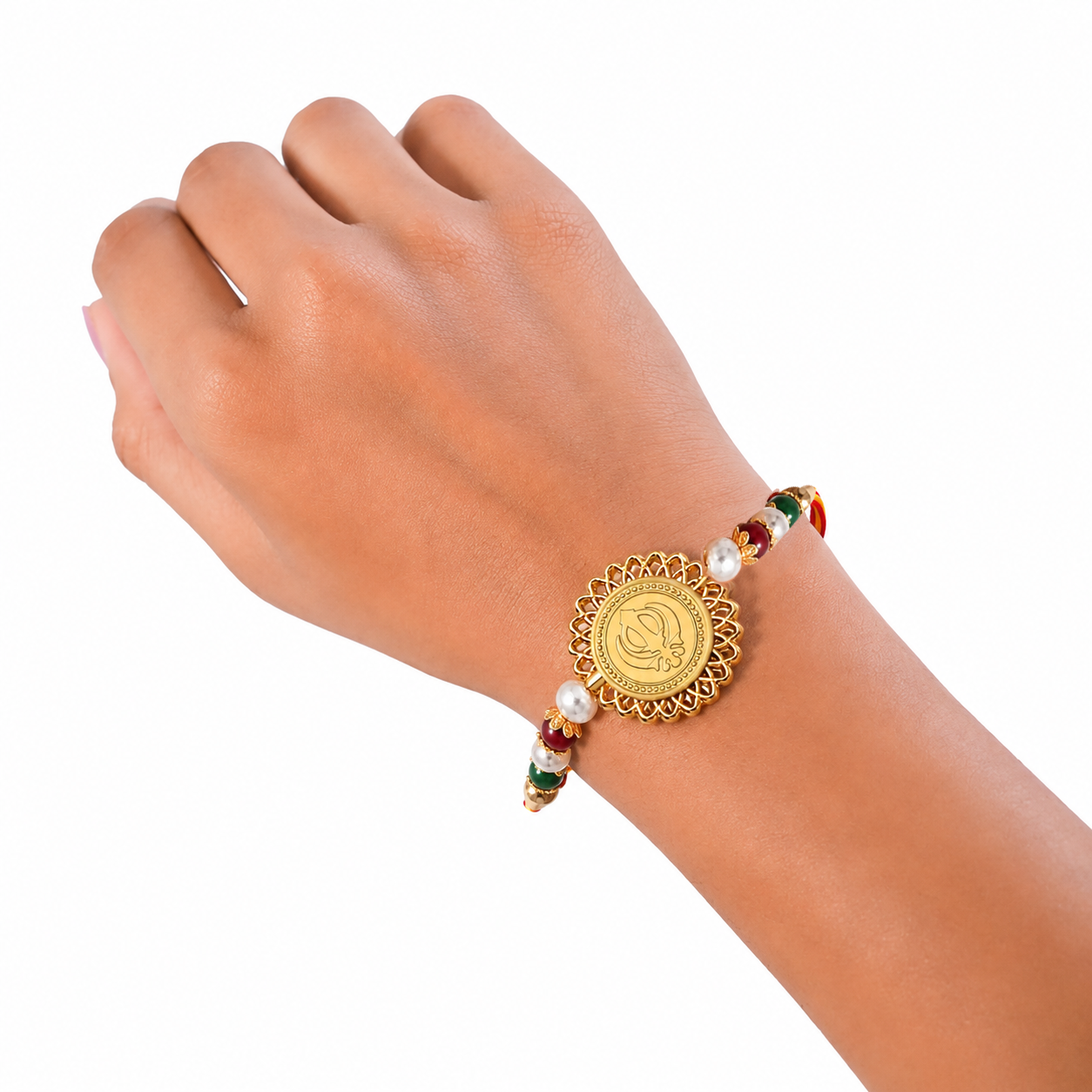 "Khanda" Sikh Symbol (Golden Plated) Religious Rakhi