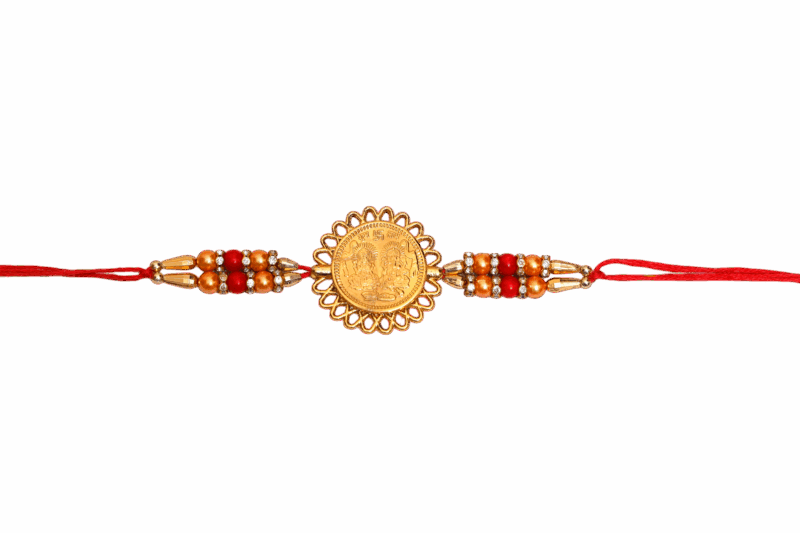 Ganesh Ji Laxmi Ji (Golden Plated) Religious Rakhi