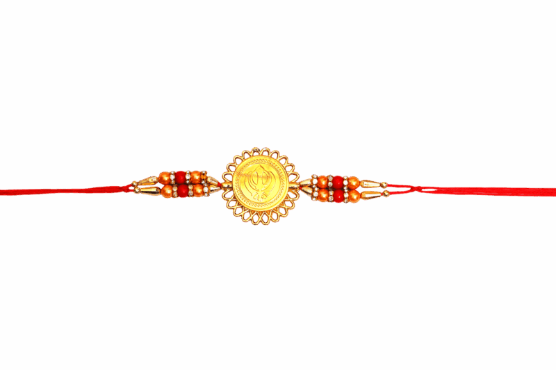 "Khanda" Sikh Symbol (Golden Plated) Religious Rakhi