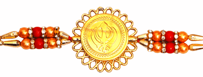 "Khanda" Sikh Symbol (Golden Plated) Religious Rakhi