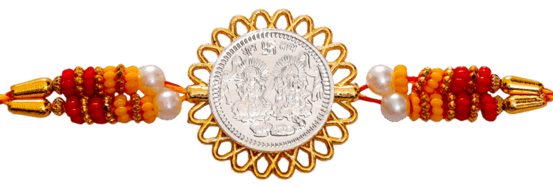 Ganesh Ji Laxmi Ji (Silver Plated) Religious Rakhi