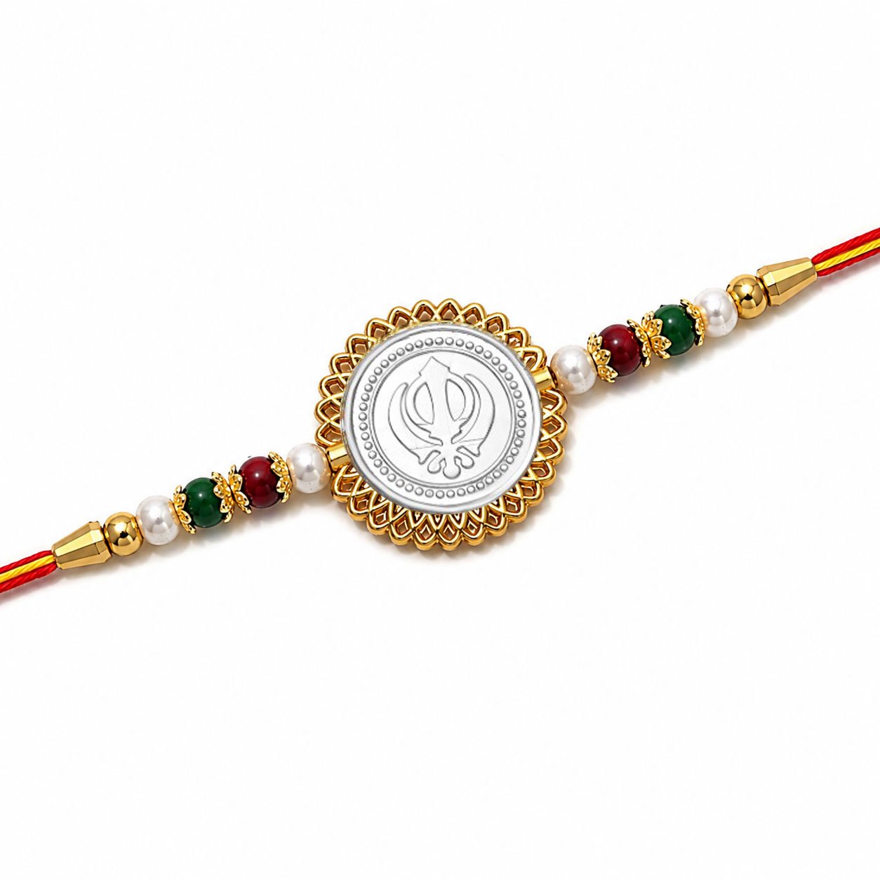 "Khanda" Sikh Symbol (Silver Plated) Religious Rakhi