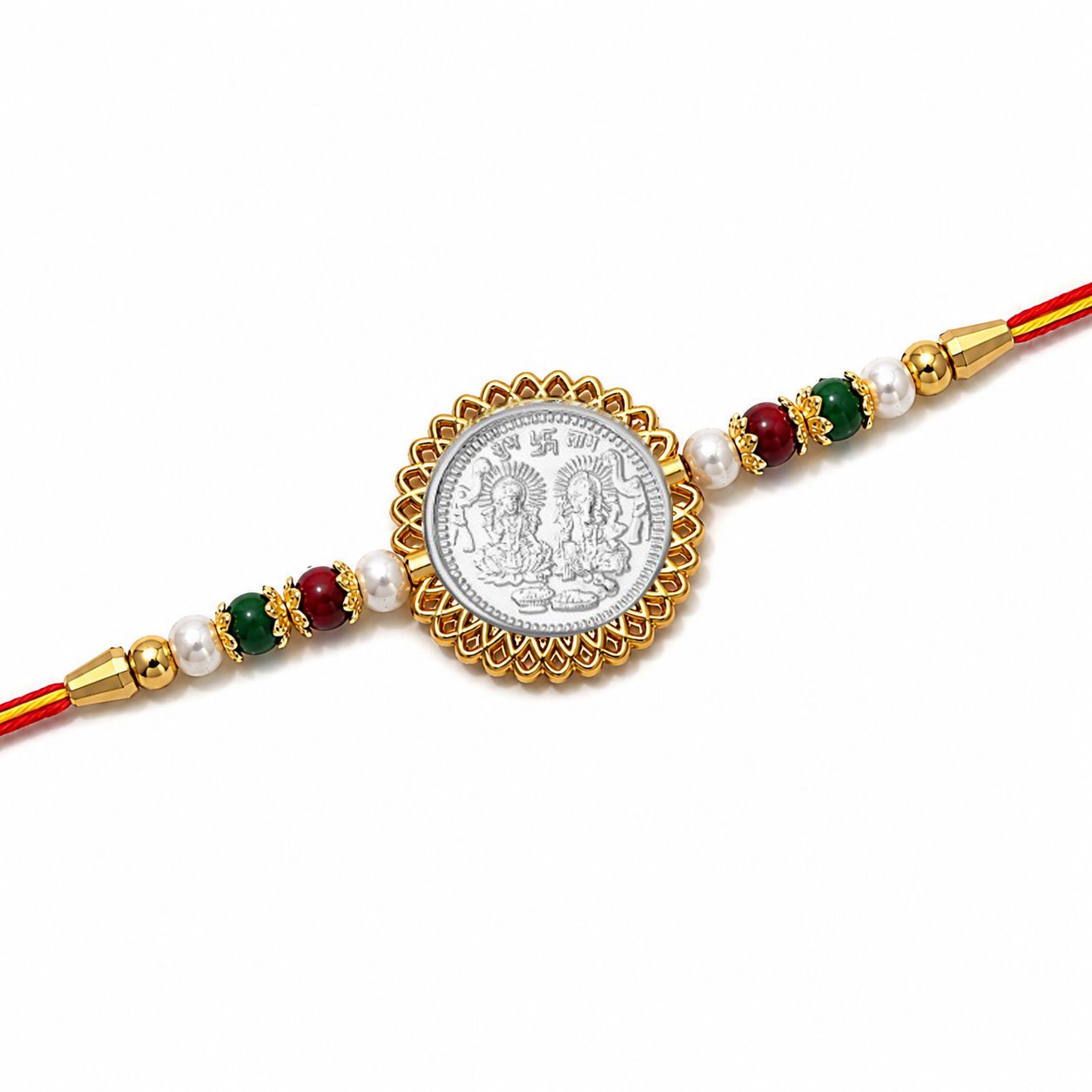 Ganesh Ji Laxmi Ji (Silver Plated) Religious Rakhi