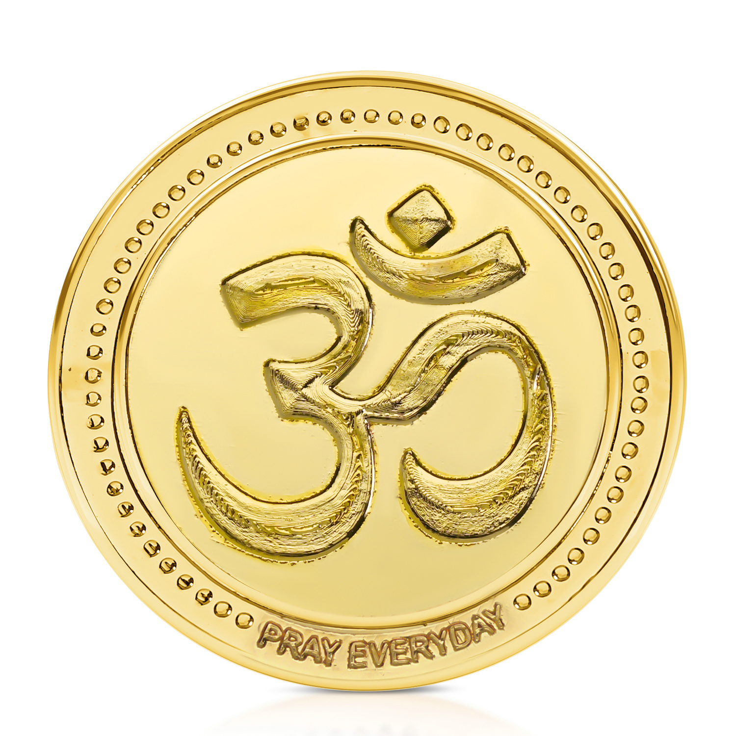 OM Gold Plated Coin – Divine Prosperity & Peace Symbol for Pooja