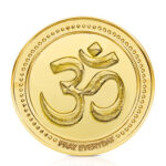 OM Gold Plated Coin with embossed Om symbol for pooja and prosperity
