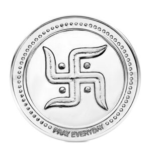Sacred Swastik Silver Plated Coin symbol of prosperity and good fortune