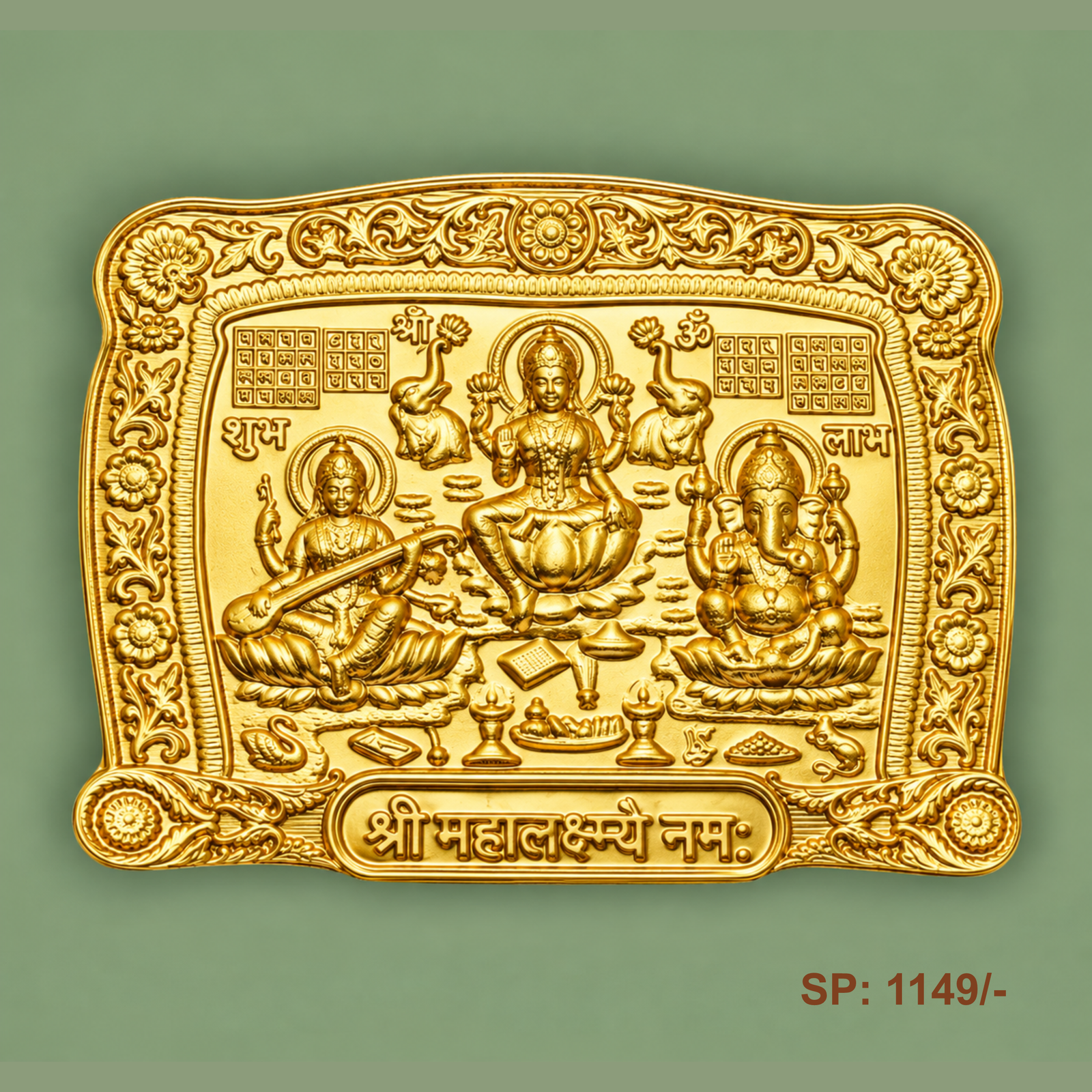 Gold Plated Diwali Puja Package – Lakshmi Ganesh, Shree Yantra, Kuber Yantra & Auspicious Puja Set