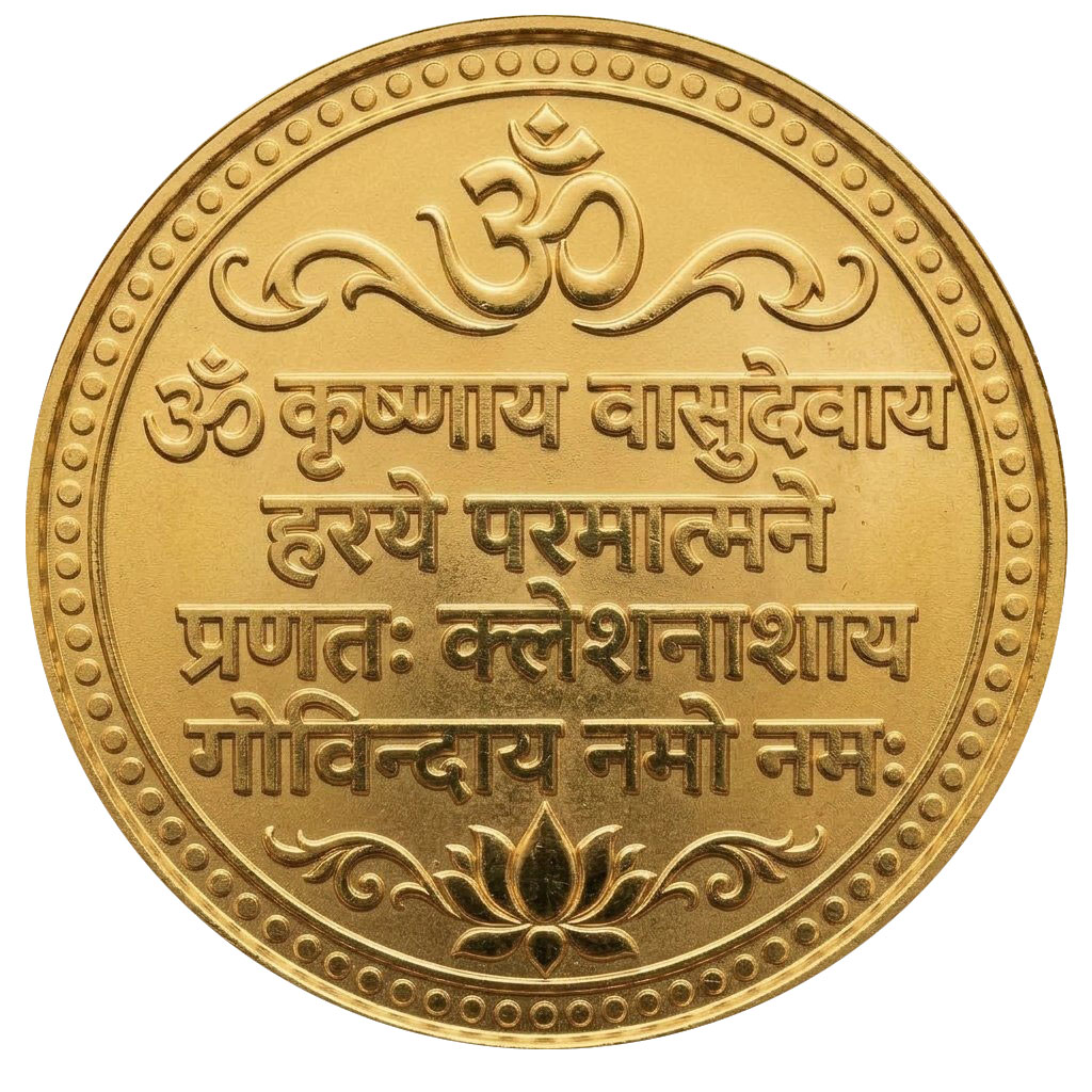 Krishna Vasudevay Gold Plated Coin | ॐ कृष्णाय वासुदेवाय Coin | Pray Everyday (Pack of 2 Coins)