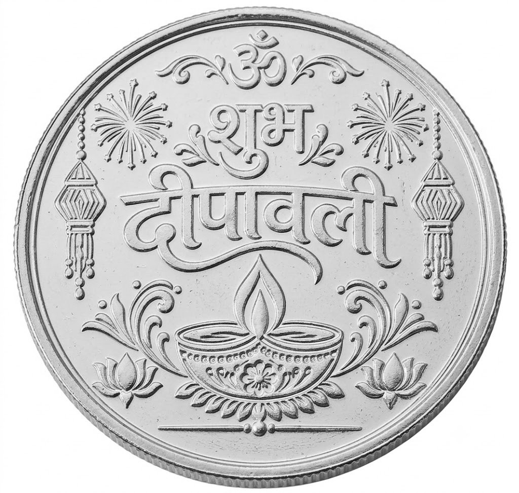 Laxmi Ganesh Silver Plated Diwali Coins – Lakshmi Ganesh Puja Gift | Pray Everyday (Pack of 2 Coins)